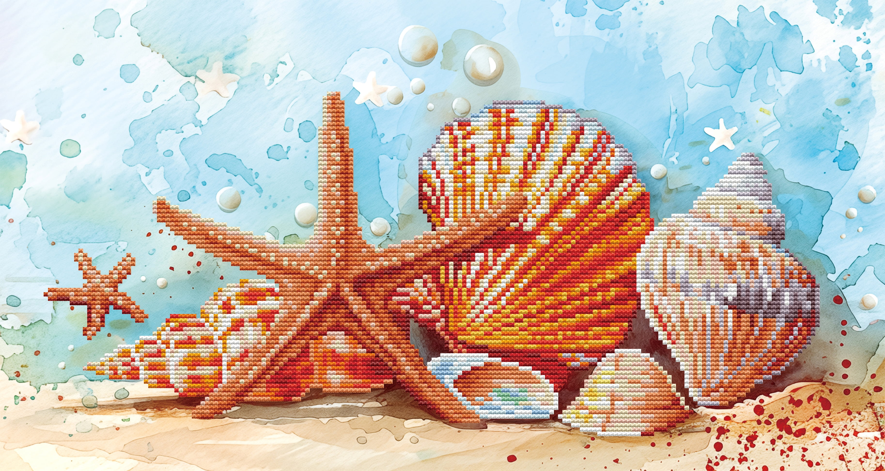 DIOS　DIAMOND ダイヤモンドD5 600 4ch DIAMOND DOTZ® Seashells Special Edition No-Count Cross Stitch Kit