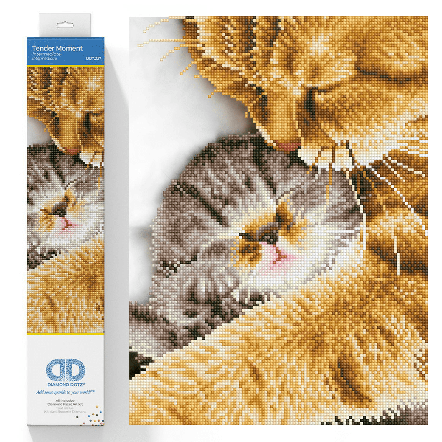 Tender Moment Cats Diamond Painting Kit with Dotz Gems 16"x11.8"
