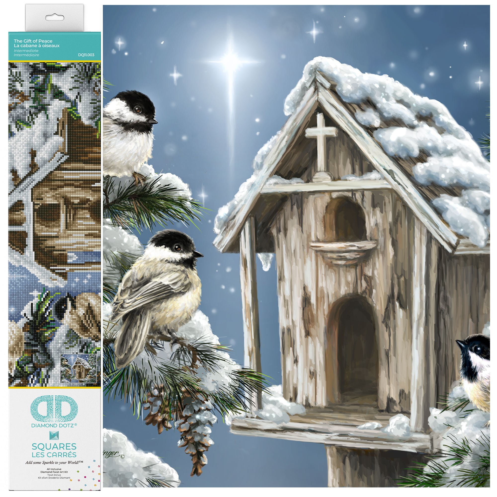 The Gift of Peace Winter Birdhouse Diamond Painting Kit