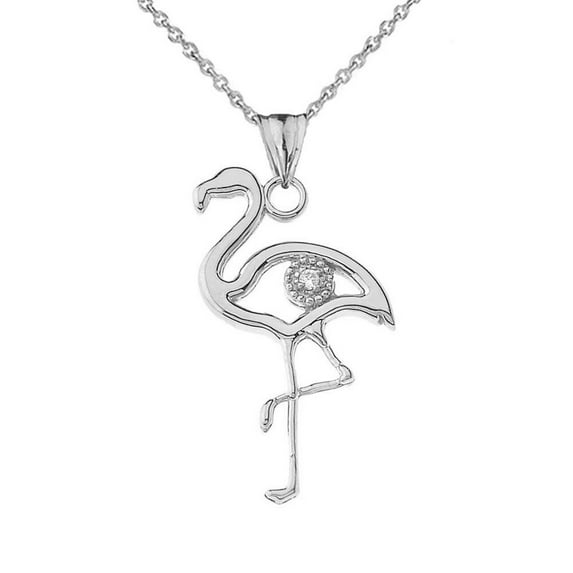 DIAMOND FLAMINGO PENDANT NECKLACE IN STERLING SILVER - Pendant with 18" chain