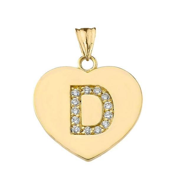 DIAMOND INITIAL A-Z HEART PENDANT NECKLACE IN YELLOW GOLD : 10K Pendant only
