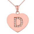 thumbnail image 1 of DIAMOND INITIAL "D" HEART PENDANT NECKLACE IN ROSE GOLD, 1 of 1