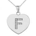 thumbnail image 1 of DIAMOND INITIAL "F" HEART PENDANT NECKLACE IN WHITE GOLD - 10K, Pendant with 18" chain, 1 of 1