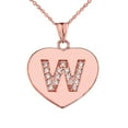 thumbnail image 1 of DIAMOND INITIAL "W" HEART PENDANT NECKLACE IN ROSE GOLD :  14K  Pendant only, 1 of 1
