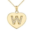 thumbnail image 1 of DIAMOND INITIAL "W" HEART PENDANT NECKLACE IN YELLOW GOLD :  10K  Pendant with 20" chain, 1 of 1