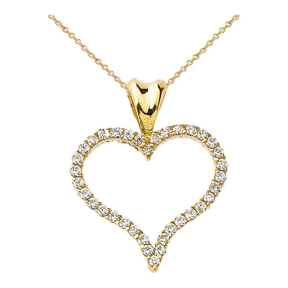 DIAMOND OPEN HEART CHARM PENDANT NECKLACE IN GOLD (YELLOW/ROSE/WHITE) : 10K Rose Gold Pendant with 16" chain