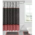 thumbnail image 1 of DIAMOND RED / BLACK 15-piece Hotel Bathroom Sets - 2 Non-Slip Bath Mats Rugs Fabric Shower Curtain 12-Hooks, 1 of 1