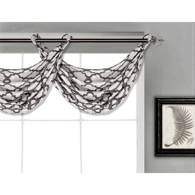 Picture of DIAMOND TRELLIS DESIGN V23 1 PC VALANCE HOT WHITE/GREY SEMI SHEER ...