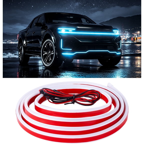 DIAMOOKY 70" LED Hood Light Strip, Ice Blue Dynamic Scan DRL Engine Hoodbeam Kit | Flexible IP68 Waterproof Daytime Running Lights, Universal Fit for Cars, SUVs & Trucks