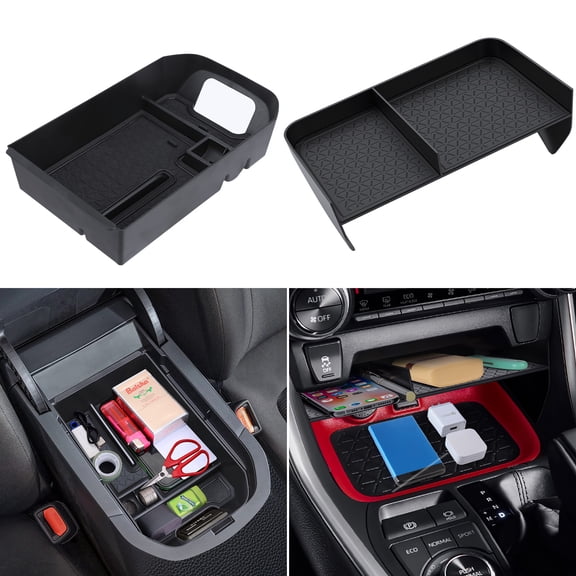 DIAMOOKY Center Console Organizer for Toyota RAV4 (2019-2025) Accessories | Upgraded Gear Shift Storage Tray & Secondary Insert Divider Box - 2 PCS Set