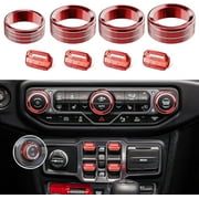 DIAMOOKY Jeep Wrangler & Gladiator Accessories Metal Button Knob Cover, Window Switch Button Cover Volume Radio Air Conditioner Headlight Switch Knob Cover, 8PCS, Red