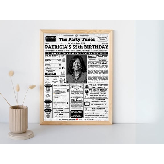 DIANANA 55th birthday Newspaper Poster back in 1970, 55th Birthday Gift for Men/Women ,Born in 1970 Birthday poster, Men Birthday Gift ,Gift for him