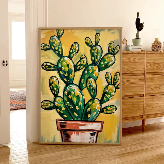 DIANANA Abstract Modern Cactus Wall Art | Bold Plant Poster | Cactus Painting Poster | Botanical Decor | Colorful Desert Plant | Contemporary Cactus