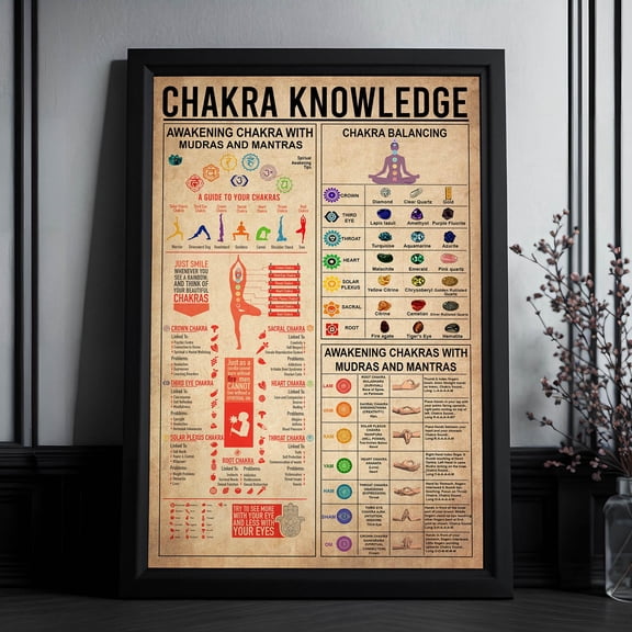 DIANANA Chakra Knowledge Poster/ Chakras Poster Decor/Meditation Poster/ Meditation Art/ Chakra Wall Hanging / Yoga Room Decor