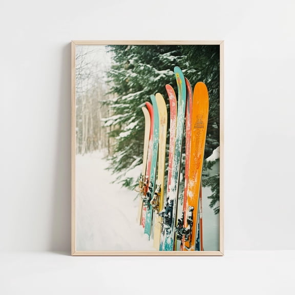 DIANANA Colorful Ski Wall Art | Retro Winter Mountain Decor | Printable Ski Lodge Photography | Kodak Photography Wall Art | Skiing Decor