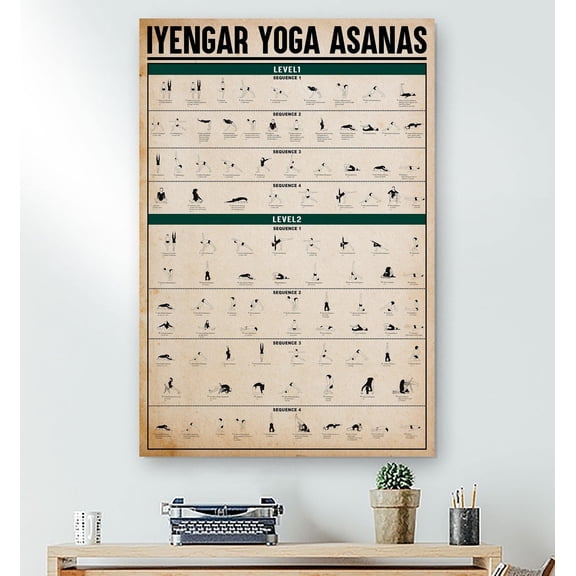 DIANANA Iyengar Yoga Poses Chart Poster, Gift For Yoga Teacher Wall Art, Yogi Hobby Art Poster, Asanas Sequence Chart, Meditation Room Decor Poster.