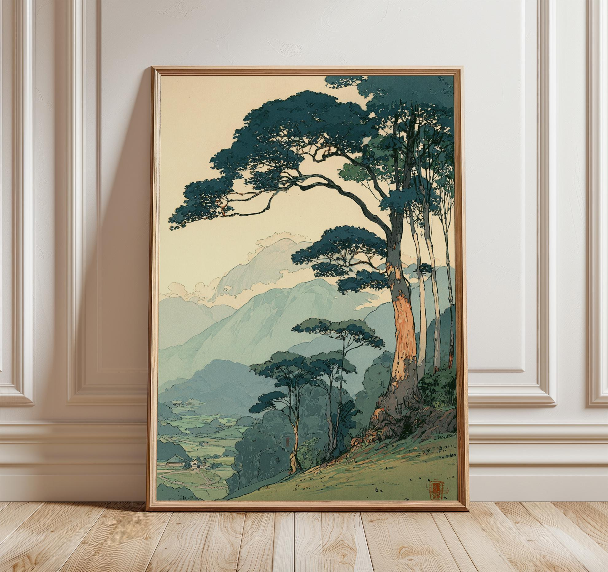 DIANANA Japanese Forest Poster, Tranquil Mountain Landscape Wall Art ...