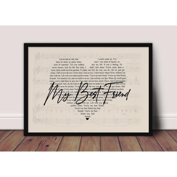 DIANANA My Best Friend Song Lyric Art Print, Anniversary Gift For Husband Wall Art, Wedding Song Sheet Music Wall Decor, Gift For Wife Poster