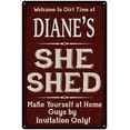 thumbnail image 1 of DIANE'S She Shed Red Sign Gift Lady Cave 12x18 Metal Sign 112180088053, 1 of 1