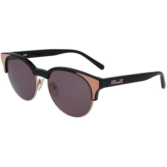 DIANE VON FURSTENBERG-DVF854S JOHANA 001 Round Sunglasses Black Purple