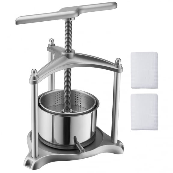 DIANJIE  3L 0.8 Gallon Stainless Steel Manual Fruit Wine Press with T-Shaped Handle Multifunctional Juice Maker for Grape Apple Berry Herbal Tincture