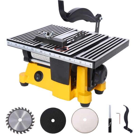 DIANJIE Desktop Table Saw 4 Inch Multifunctional Cut Off Miter Saw with 3 Replacement Blades 0  90  Angle Adjustable Precision Cutter for Wood Metal Plastic Molding