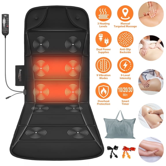 DIANJIE Multi-Zone Relaxation Massage Mat with Heat & Customizable Vibration for Home Sofa Bed & In-Vehicle Use