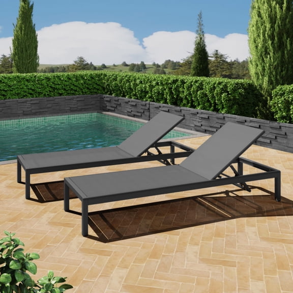 DIANJIE Outdoor Chaise Lounge Chair Set Of 2 Aluminum Adjustable Outside Chair