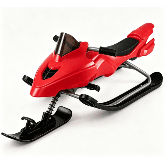 DIANJIE Red Winter Snow Sled with Steering Ski Board and Pull Rope