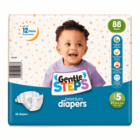 Gentle Steps Premium Baby Diapers Size 5 88 Count 27 lb+ Leak Protection Soft Fit Toddler Diapers
