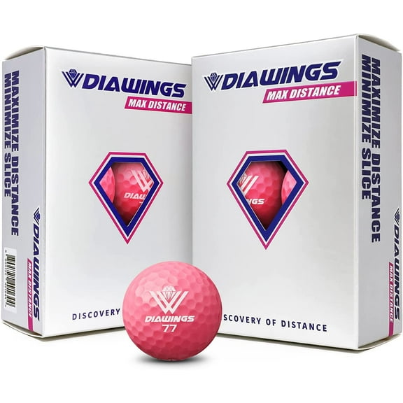 DIAWINGS MAX DISTANCE GOLF BALL PINK 12 Balls