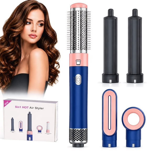 STARBIAO 5-in-1 Ionic Hair Dryer Brush Set, Hot Air Styler with Air Curlers, 3 Heat Settings for Drying, Curling, Smoothing and Volume