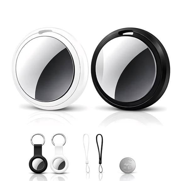 STARBIAO 2 Pack Bluetooth Tracker for Apple Find My, iOS Only, Key Wallet Luggage Locator, IP67 Waterproof, Left-Behind Alert, Lost Mode, Replaceable Battery
