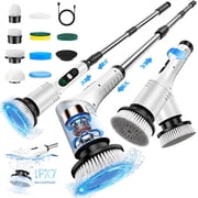 STARBIAO Electric Spin Scrubber with Adjustable Head, No Bending Bathroom Cleaner, Cordless Power Scrubber with Long Handle, 9 Brush Heads, 2 Speeds, Waterproof
