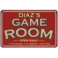 thumbnail image 1 of DIAZ'S Game Room Sign Vintage Look 8 x 12 Matte Finish Metal 108120001110, 1 of 1