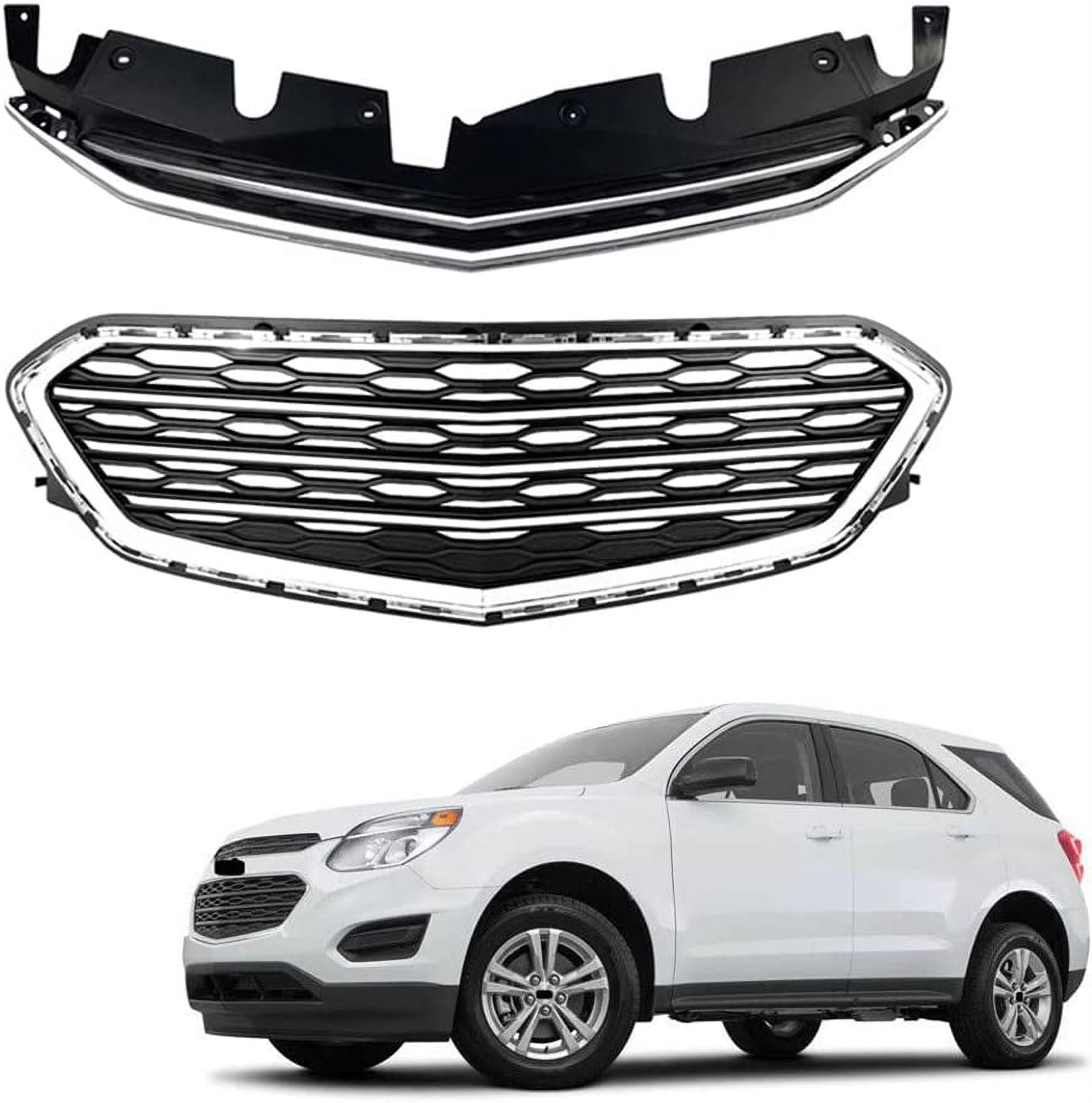 DIBON AUTO Grille for Chevy Equinox Front Upper Lower Bumper Grill 2016 2017