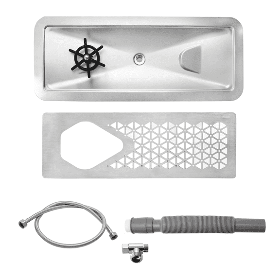 DIBTSA Stainless Steel Kettle Rinse, Stainless Steel Countertop Glass Rinse for Bar with Drip Tray, Espresso Rinse Kitchen Sink Cup Rinse with Side Spray (approx. 60x24x4 cm)