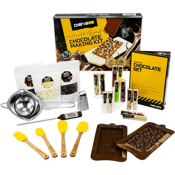 DIBYS Chocolate Making Kit | Natural Ingredients & 12 Toppings | DIY Candy Making Kit for Kids & Adults | Chocolate Gifts for All Ages | Make Your Own Candy Set | Chocolate Making Supplies
