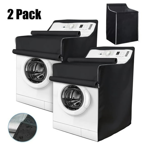 DICEEVIL 2 Pcs Washing Machine Cover, Zipper Design Wash Machine Cover, Waterproof Dust-proof Moderately Sunscreen Fit for Front Load Washer Dryer, All Weather Protection