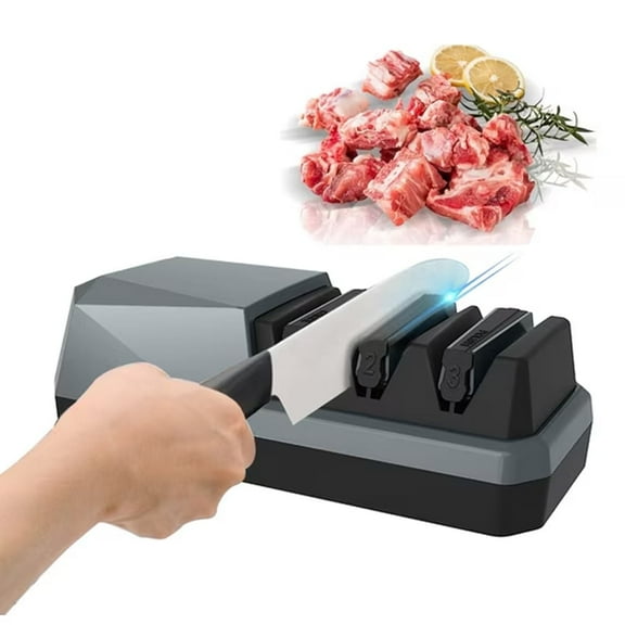 DICEEVIL Electric Knife Sharpener, 3 Stage Diamond Wheels Sharpening System, Multifunctional Knife Sharpener for Straight Blade Knives, Serrated Knives, Scissors, Meat Cleaver, Chef Knives