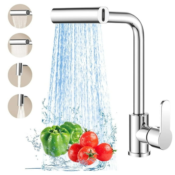 DICEEVIL Kitchen Faucet with Pull Down Sprayer, Waterfall Touch Single Hole Stainless Steel Sink Faucet, 4 Modes & 360° Rotatable Single Handle Sink Mixer Taps, for Kitchen Sink, Bar, Laundry