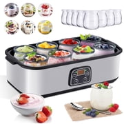 DICEEVIL Probiotic Yogurt Maker with 8 Glass Jars, Stainless Steel Yogurt Machine with Adjustable Time & Temp Control, 1400 ML Automatic Yogurt Maker for Homemade Greek, Vegan