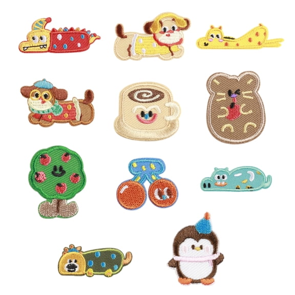DICEWEN 11 Pcs Cartoon Dogs Applique Patches Penguins Embroidered Patches for Personalizing Bag Jackets Jeans Crafting Decoration