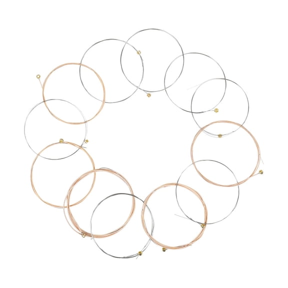 DICEWEN 12Pcs Folk Guitar Phosphor Bronze String 12-string Acoustic Guitar Strings Replacement for Beginners Performers Durable