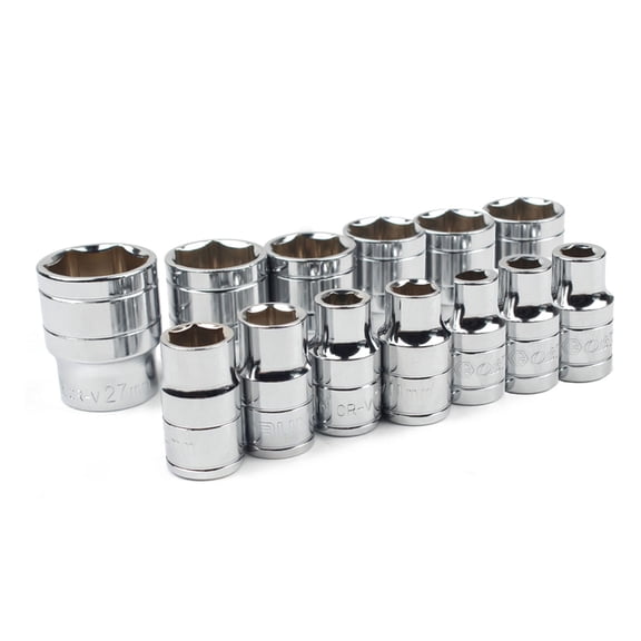 DICEWEN 13Piece 1/2" Drive Metric Socket Set Chrome Vanadium Steel Short Hexagon Sockets
