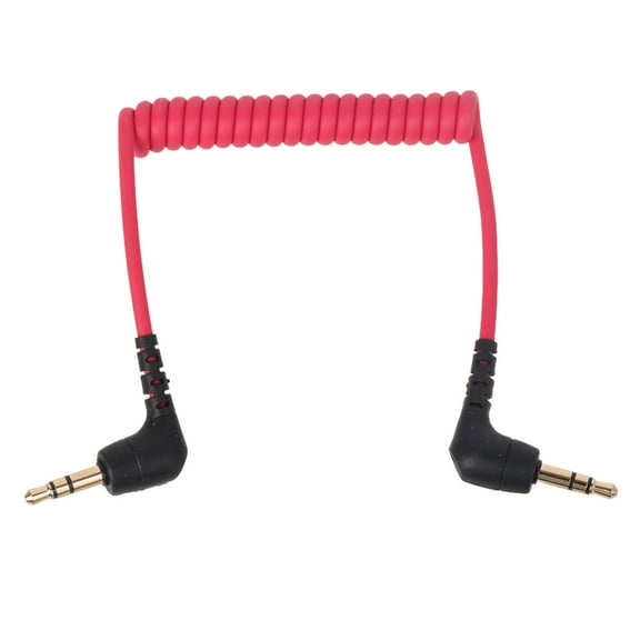 DICEWEN 3.5mm TRS Male to Male Coiled Mic Cord Right Angle Connection Line Microphones Phone Camera Adapters Cable for Rode SC2