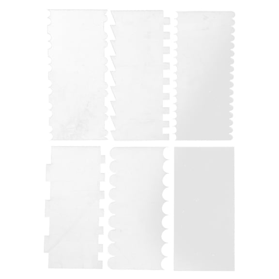 DICEWEN 6Pcs Transparent Clear Acrylic Cake Scraper Set Decorating Comb Tooth Cake Trim Smoother Tool Pastry Cutter Kitchen Baking Frosting Tools