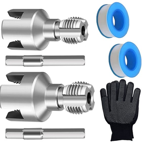 DICEWEN Carbon Steel Pipes Threading Tool Set For Plumbing Work Includes PTFE Tape And Security Gloves