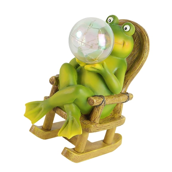 DICEWEN Decorative Frogs Figurine Solar Power Garden Lighting Resin Ornament for Backyard