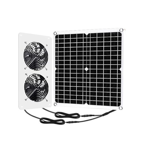 DICEWEN Double Fan Enhances 25W Solar Power Systems 12V Output White Friendly Design